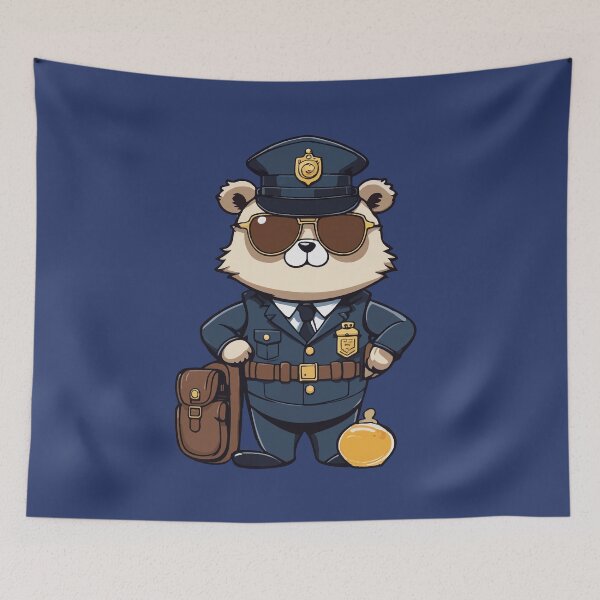 Item preview, Bear cop in uniform wearing shades  designed and sold by Dalevalart.