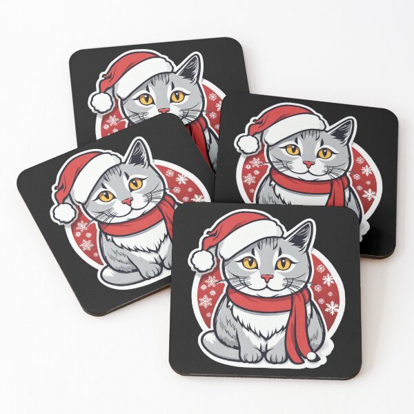 Item preview, Cute gray Christmas cat with yellow eyes. Christmas gifts for cats. designed and sold by By-Jeff.