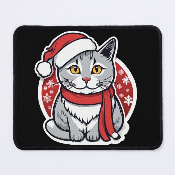 Item preview, Cute gray Christmas cat with yellow eyes. Christmas gifts for cats. designed and sold by By-Jeff.