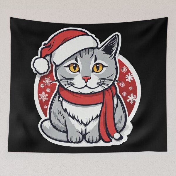 Item preview, Cute gray Christmas cat with yellow eyes. Christmas gifts for cats. designed and sold by By-Jeff.