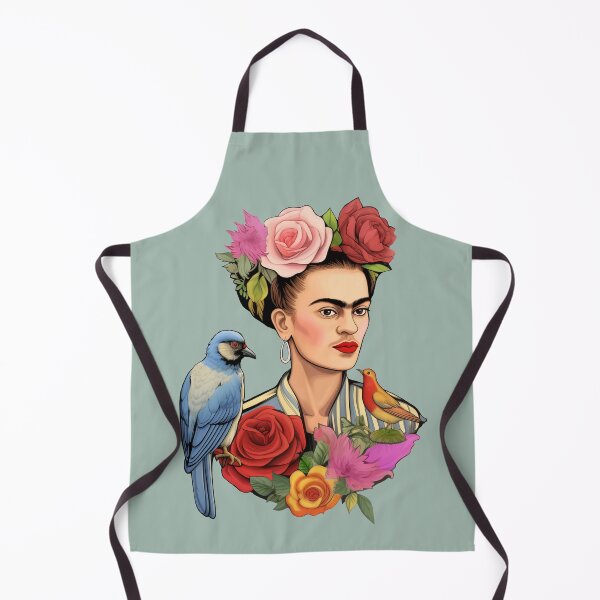 Item preview, Frida Kahlo self portrait colorful pop art floral with birds designed and sold by Carinaprint.