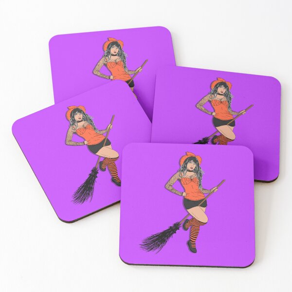 Item preview, Goth Witch on Broom designed and sold by BubbleDesigns4U.