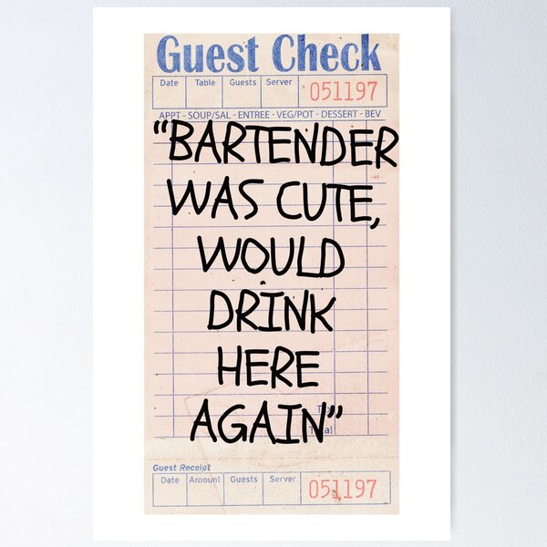 Item preview, Preppy Bartender Was Cute Guest Check designed and sold by clmstudio.