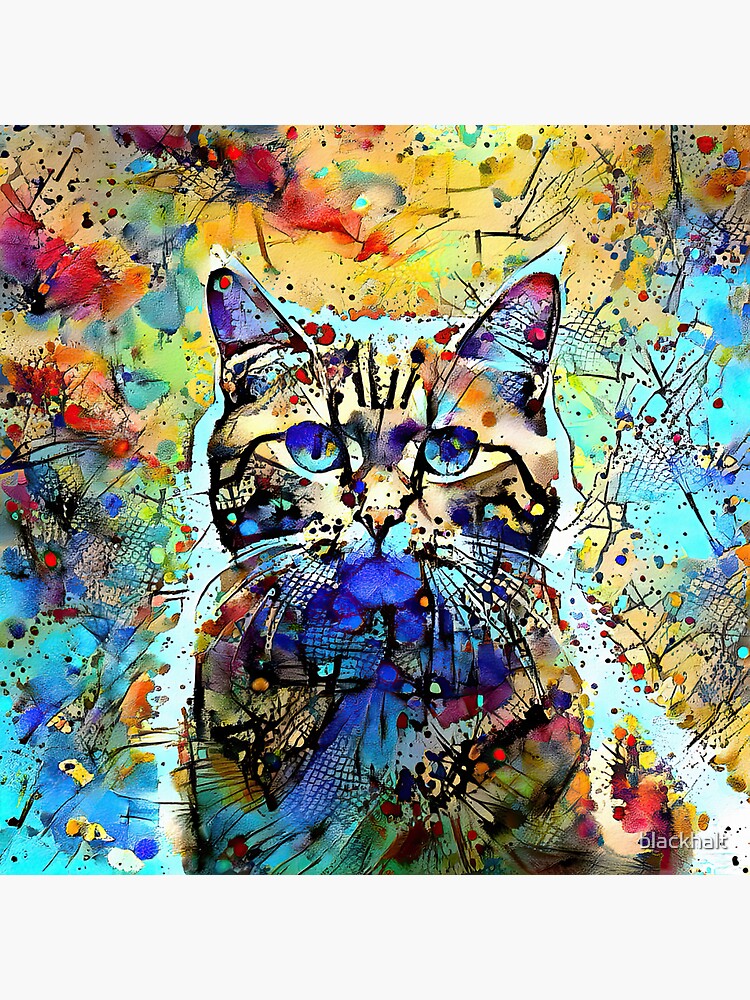 Thumbnail 3 of 3, Sticker, Abstractions of abstract abstraction of cat. DeepDream #6480637369880 designed and sold by blackhalt.