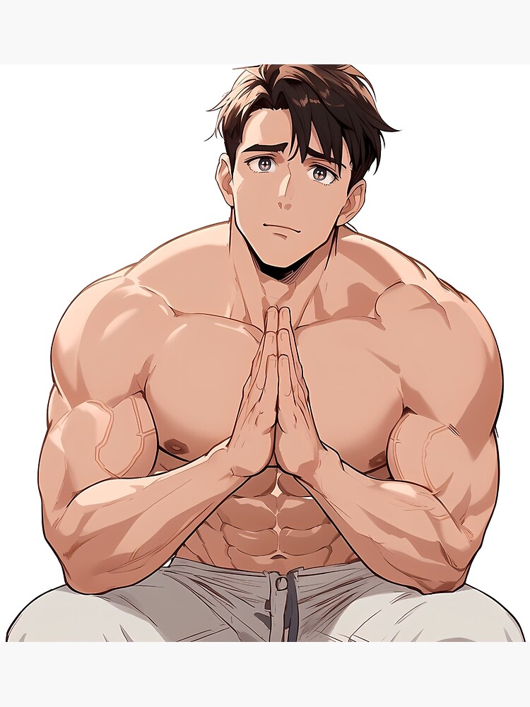 Muscular Anime Hunk Praying For You | Poster