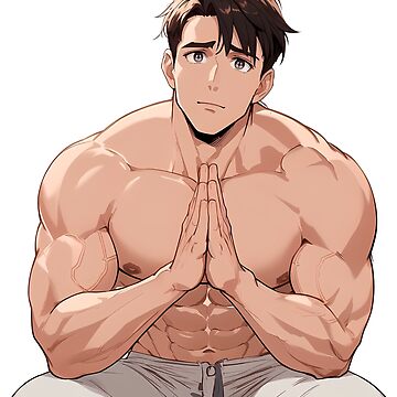 Muscular Anime Hunk Praying For You | Poster