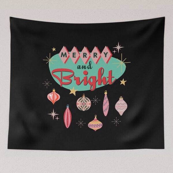 Item preview, Retro Mid-Century Modern Merry and Bright Christmas Ornaments designed and sold by BeansHotTees.