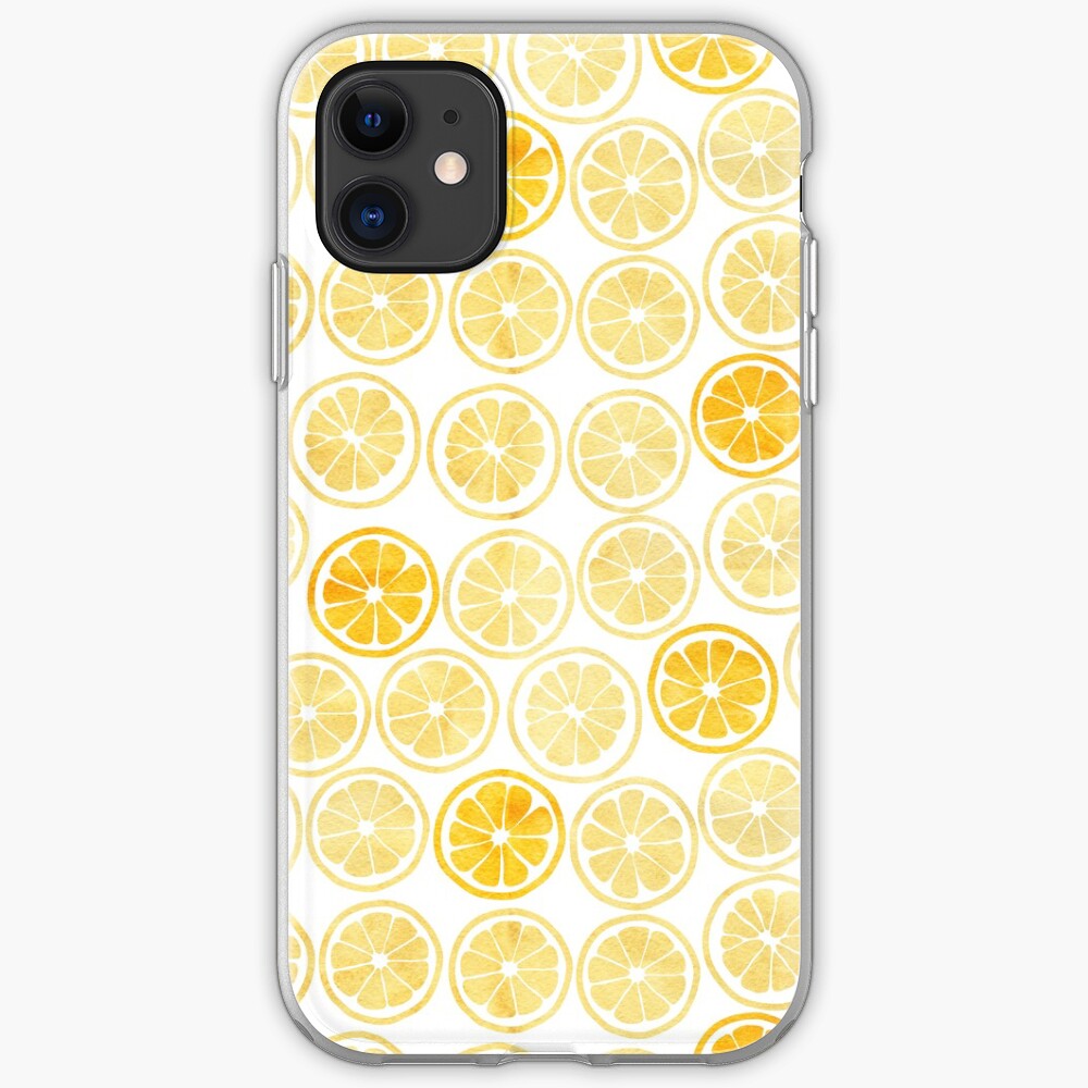 Yellow Watercolor Lemon Slices Pattern iPhone Case & Cover