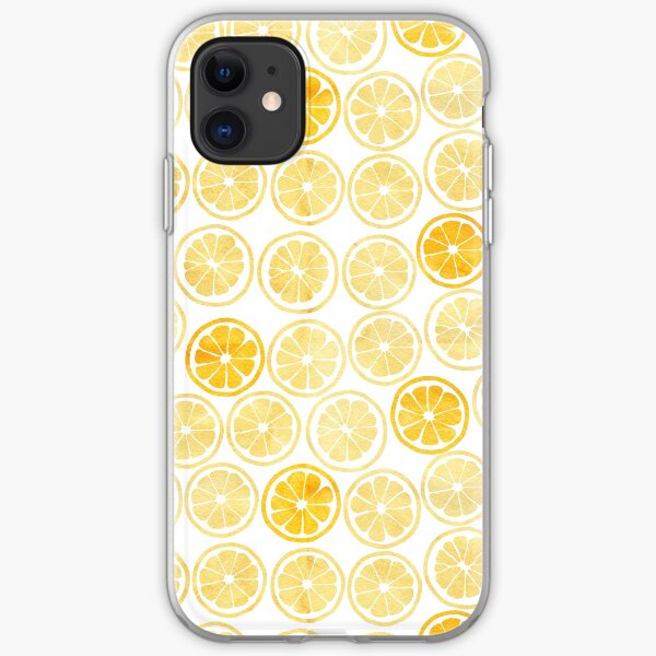 Yellow Watercolor Lemon Slices Pattern iPhone Soft Case