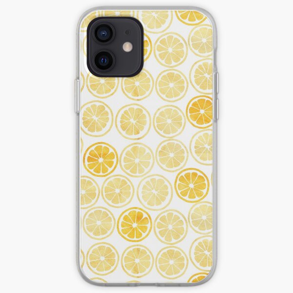 Yellow Watercolor Lemon Slices Pattern iPhone Soft Case