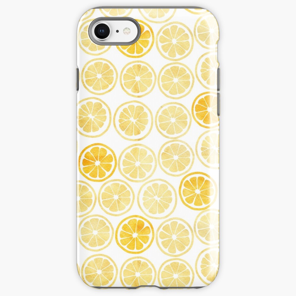 Yellow Watercolor Lemon Slices Pattern iPhone Case & Cover