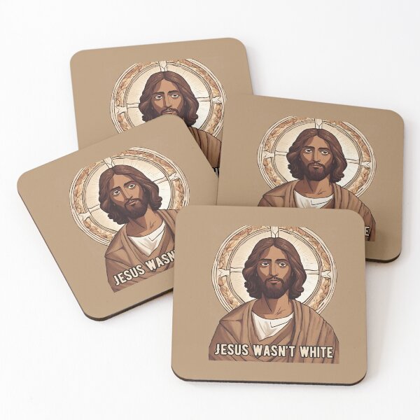 Item preview, Jesus Wasn't White, with image of brown Jesus designed and sold by CheekyGrace.