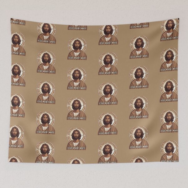 Item preview, Jesus Wasn't White, with image of brown Jesus designed and sold by CheekyGrace.