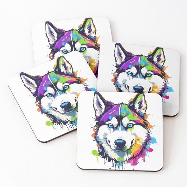 Item preview, Colorful Husky Portrait designed and sold by deepakrode7.