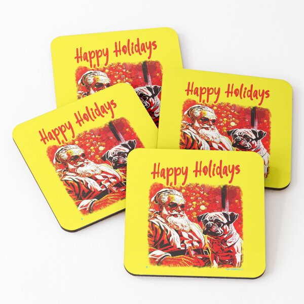 Item preview, Pug HAPPY HOLIDAYS 35 designed and sold by RedBluffTraders.