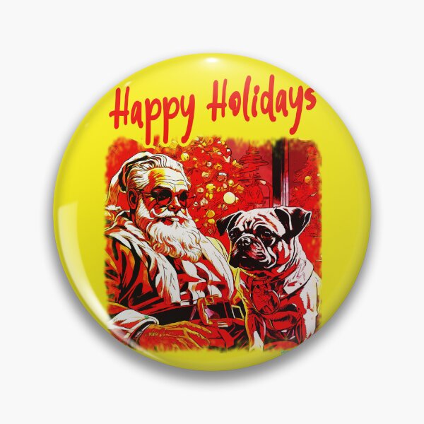 Item preview, Pug HAPPY HOLIDAYS 35 designed and sold by RedBluffTraders.