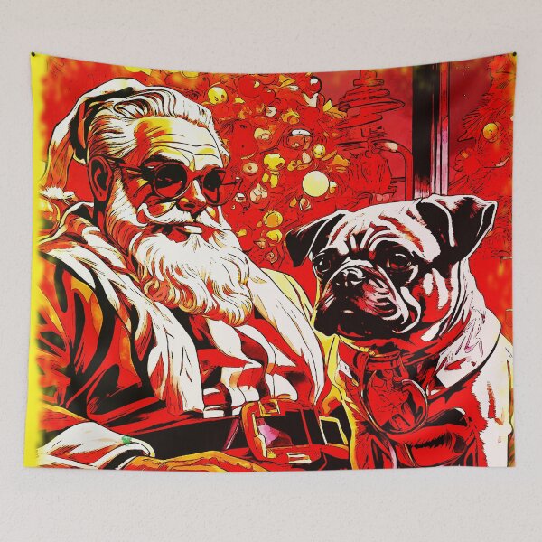 Item preview, Pug HAPPY HOLIDAYS 35 designed and sold by RedBluffTraders.
