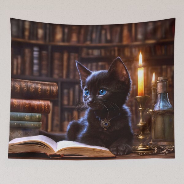 Item preview, The Old World Library Cat designed and sold by Lava Tigers Art.