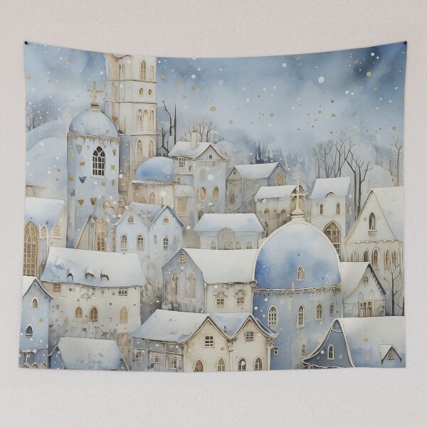 Item preview, Snovonia - Cute winter landscape in shades of blue (1/8) designed and sold by sabantha.