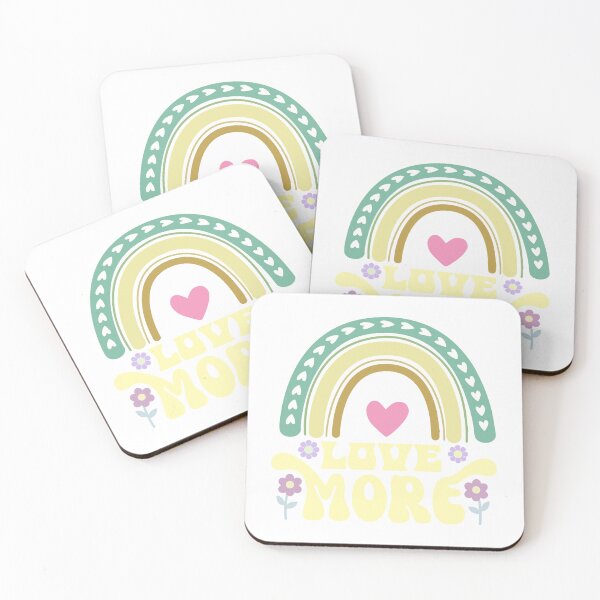 Item preview, Love More in soft colors flowers, hearts and rainbow designed and sold by coloryourwings.