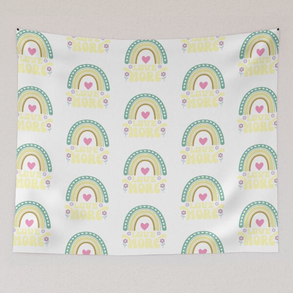 Item preview, Love More in soft colors flowers, hearts and rainbow designed and sold by coloryourwings.