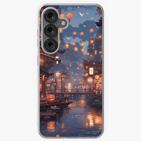 Item preview, A Japanese City | Japan City Landscape by a river Poster designed and sold by LynZorHome.