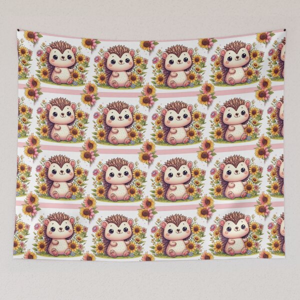 Item preview, Cute Hedgehog Amid Flowers Watercolour designed and sold by Kim Arnott.