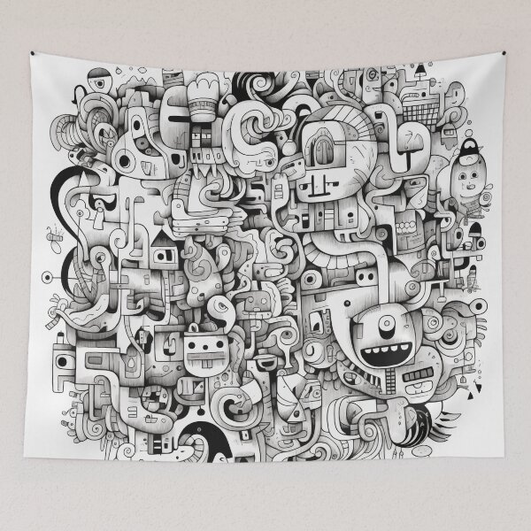 Item preview, Graffiti Doodle Black & White designed and sold by Jagadish Thanki.