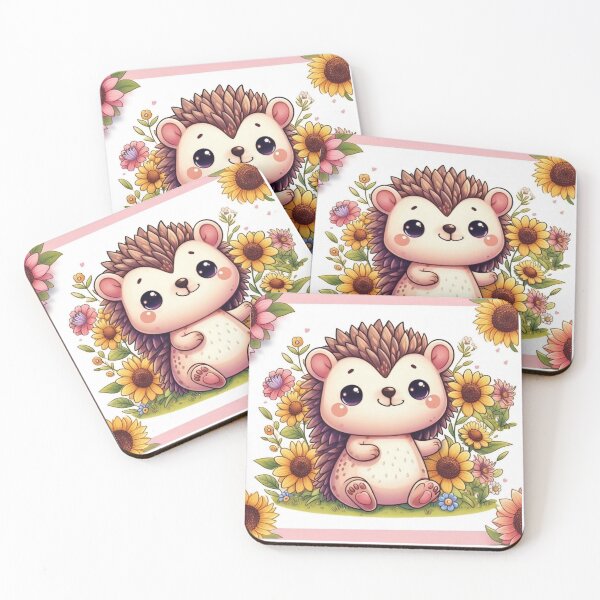 Item preview, Cute Hedgehog Amid Flowers Watercolour designed and sold by Kim Arnott.