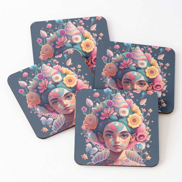 Item preview, Colourful girl with flowers designed and sold by KiraChie.