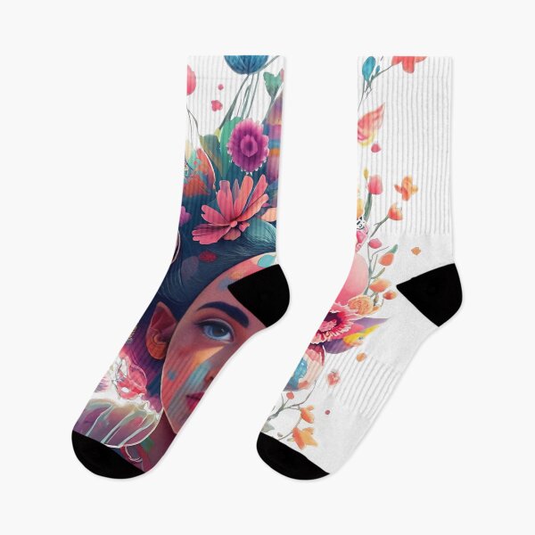 Item preview, Colourful girl with flowers designed and sold by KiraChie.