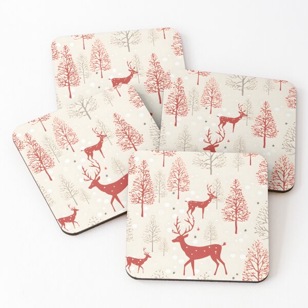 Item preview, red reindeers with white and red christmas tree designed and sold by HOMETOWN86.
