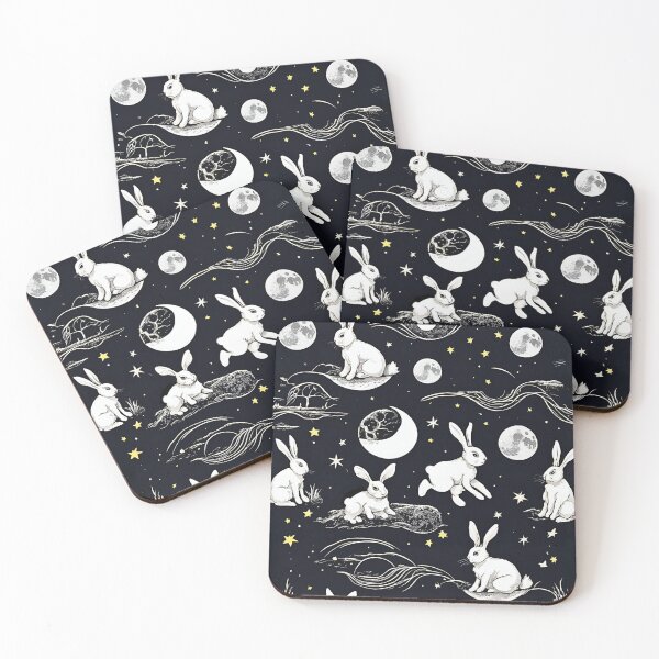 Item preview, Seamless White Rabbits On The Moon designed and sold by JorJaoMeow.