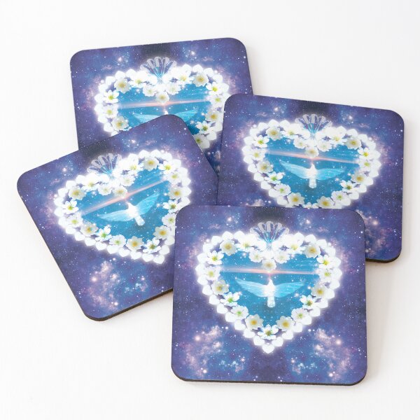 Item preview, Heart from white flowers, bird, stars and night sky designed and sold by EglesCreations.