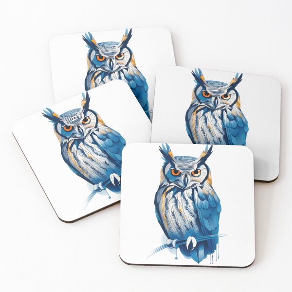 Item preview, Blue owl art designed and sold by KorArtStudio.