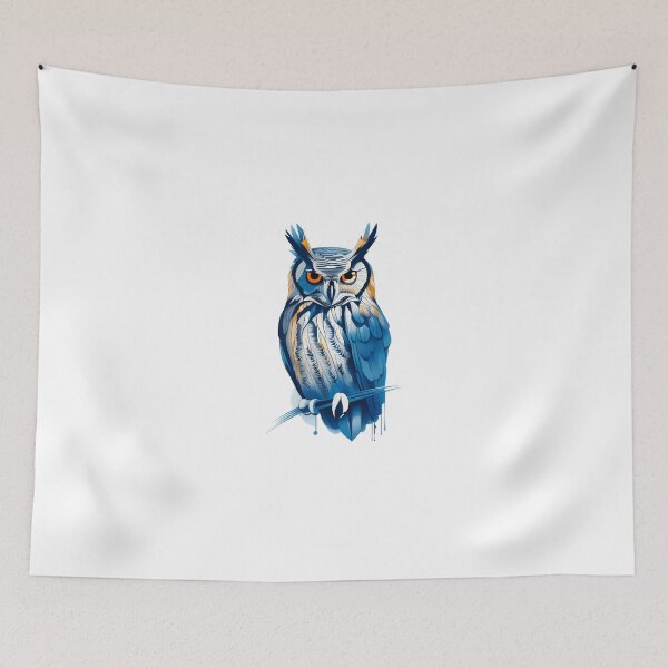 Item preview, Blue owl art designed and sold by KorArtStudio.