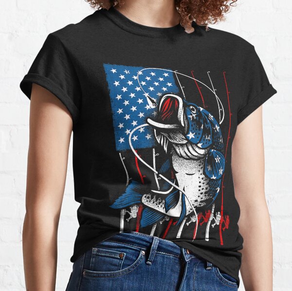 American Flag Bass Fish Merch & Gifts for Sale