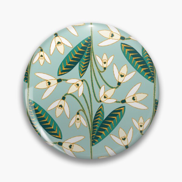 Item preview, Golden Art Deco Snowdrops - Sage Blue  designed and sold by TigaTiga.