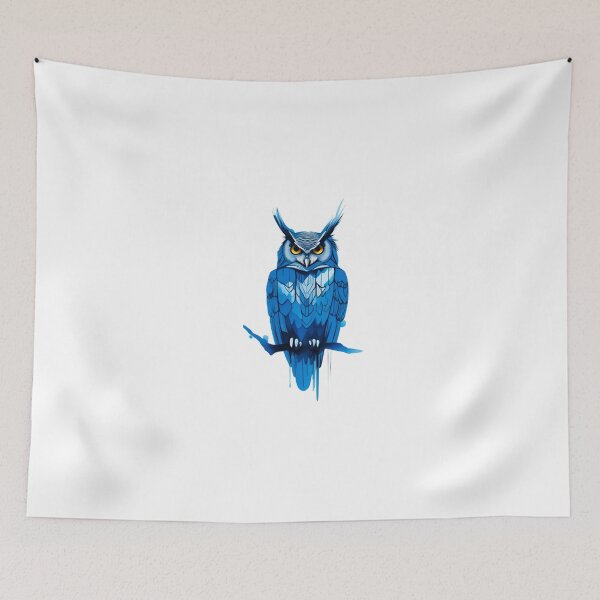 Item preview, Abstract blue owl art designed and sold by KorArtStudio.