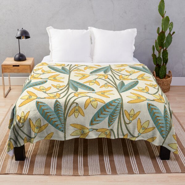 Item preview, Art Deco Yellow Fritillary - Beige and Teal designed and sold by TigaTiga.