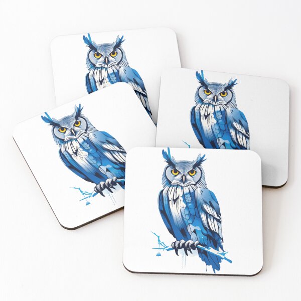 Item preview, Cool Abstract blue owl art designed and sold by KorArtStudio.