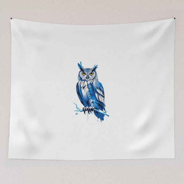 Item preview, Cool Abstract blue owl art designed and sold by KorArtStudio.