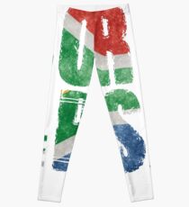 Born in the RSA - funny artwork for South African expats Leggings