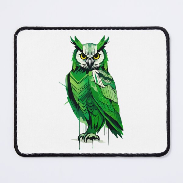 Item preview, Green owl art designed and sold by KorArtStudio.