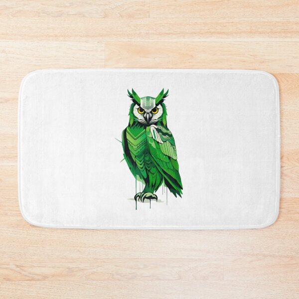 Item preview, Green owl art designed and sold by KorArtStudio.