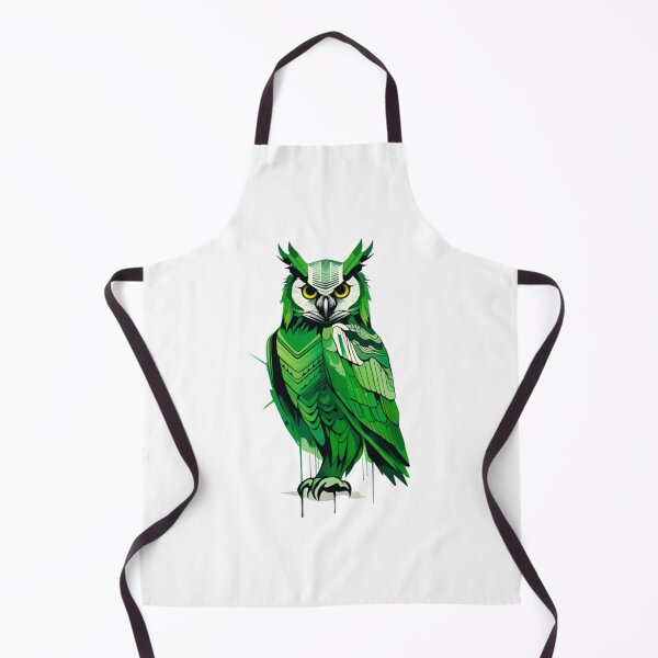 Item preview, Green owl art designed and sold by KorArtStudio.
