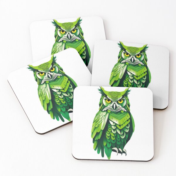 Item preview, Abstract green owl art designed and sold by KorArtStudio.