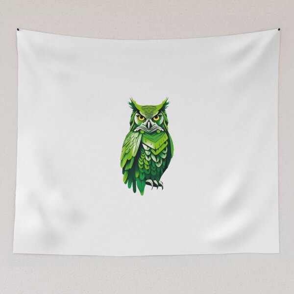Item preview, Abstract green owl art designed and sold by KorArtStudio.