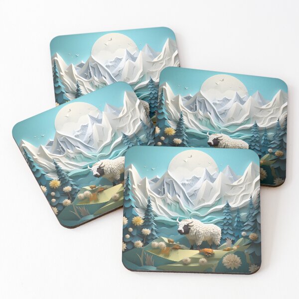 Item preview, Mt. Everest with a Yak Paper Art Style designed and sold by LynZorHome.