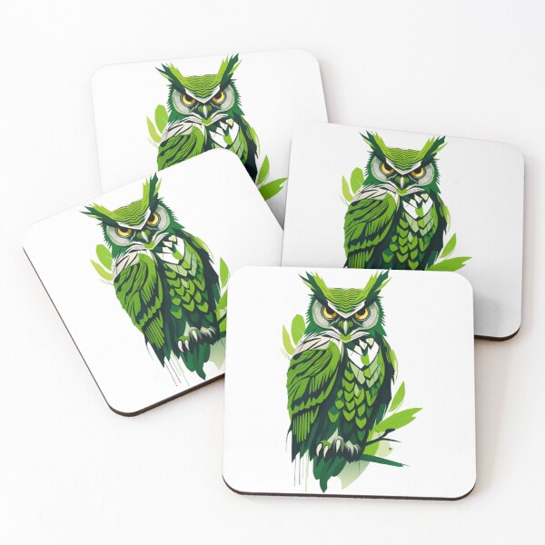 Item preview, Cool Abstract green owl art designed and sold by KorArtStudio.